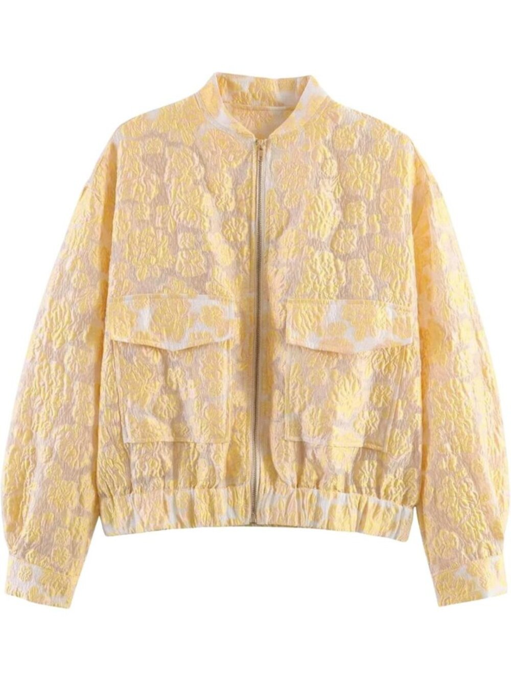 Sheer Floral Lace Bomber Jacket - Long Sleeve Zip Up Cardigan for Women